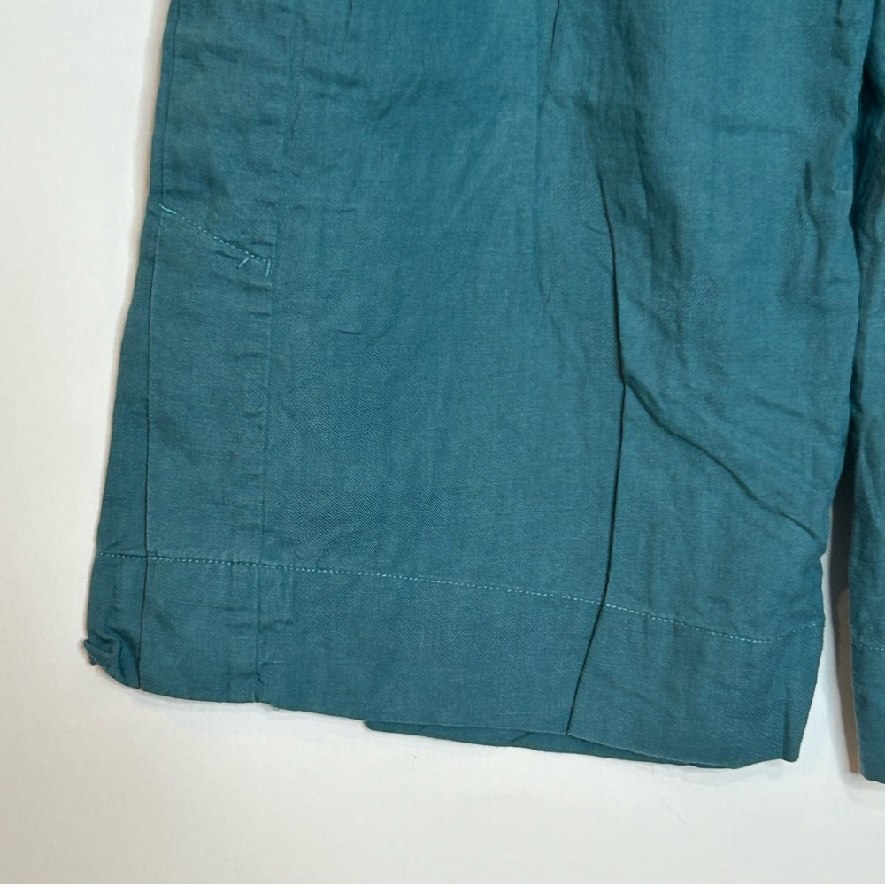 Athleta Playa Linen Wide Leg Crop Borealis Green Teal Size 4 - Picture 9 of 15